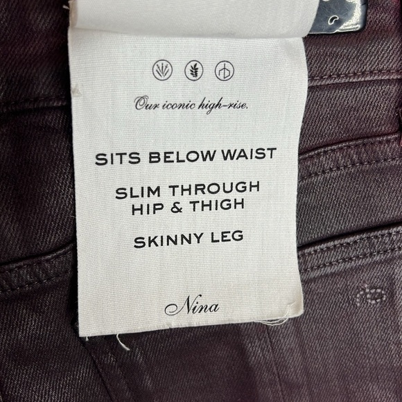Rag & Bone Nina High Rise Skinny in Coated Plum Size 24 NWT - Picture 10 of 16